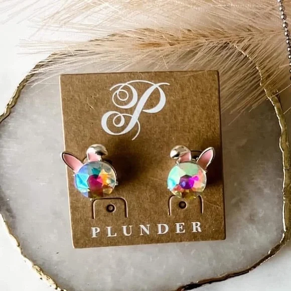 NEW Iridescent Gem Silver Bunny Earrings 🐰 - Picture 6 of 11